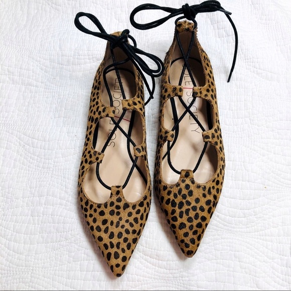 🔥 Sole Society Georgina cheetah dot calf hair flats - Picture 6 of 12